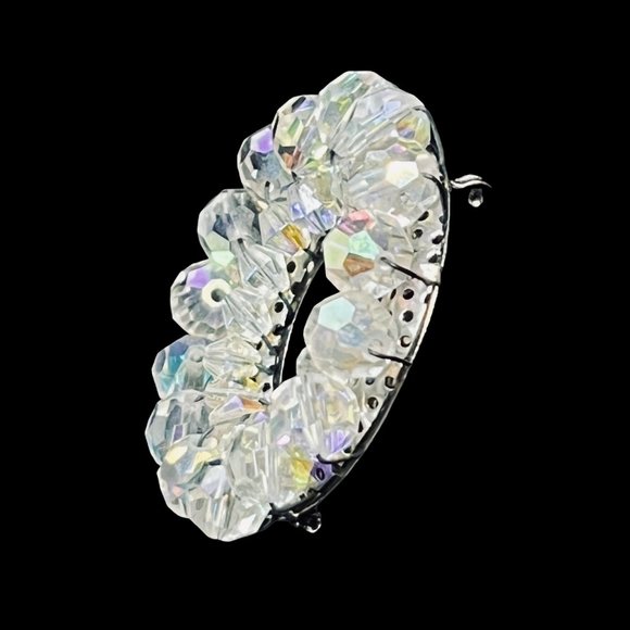 Vintage Silver Tone Aurora Borealis Wreath Brooch (5012) - Picture 3 of 4